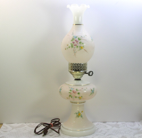 hurricane milk Electric glass Milk Hurricane Chimney  Lamp Vintage White pink Pink lamp  Shade Glass