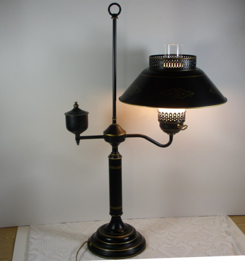 Vintage Colonial ToleWare Student Lamp Table Living Room Light Black Metal Shade eBay