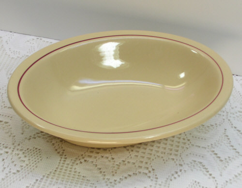   Restaurant Ware Tan Red Band Oval Vegetable Fruit Serving Bowl  