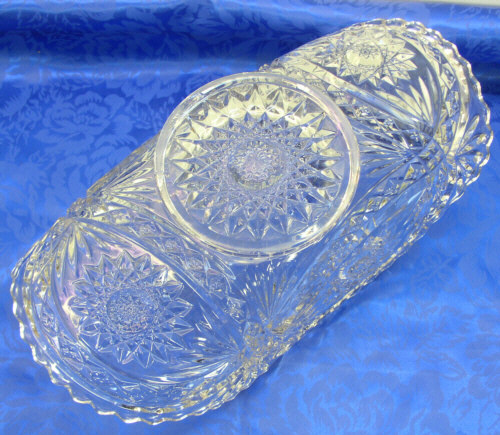 Imperial Glass Roanoke Star Pattern Banana/Fruit/Console Bowl EAPG 