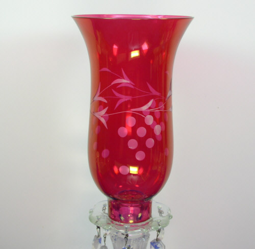   Glass Maya Candlestick Bobeche Prisms Lustre Hurricane Candle Holder