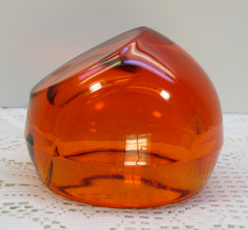 Viking Art Glass Orange/Persimmon Round Tilted Ball/Orb Ashtray  