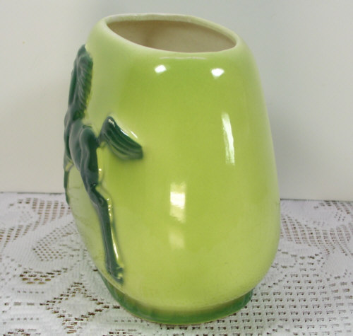   Green w/Forest Frolicking Horse/Pony Oval Planter/Flower Pot  