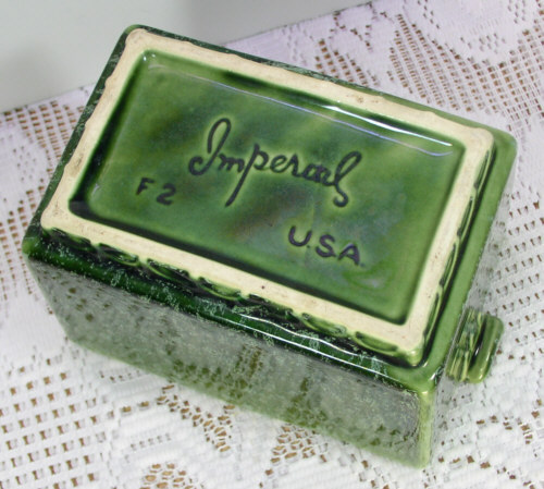 Imperial Art Pottery Green Spatter Rectangular Planter/Flower Pot 